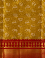Gold & Red Korvai Kanjeevaram saree with Shikargah Brocade