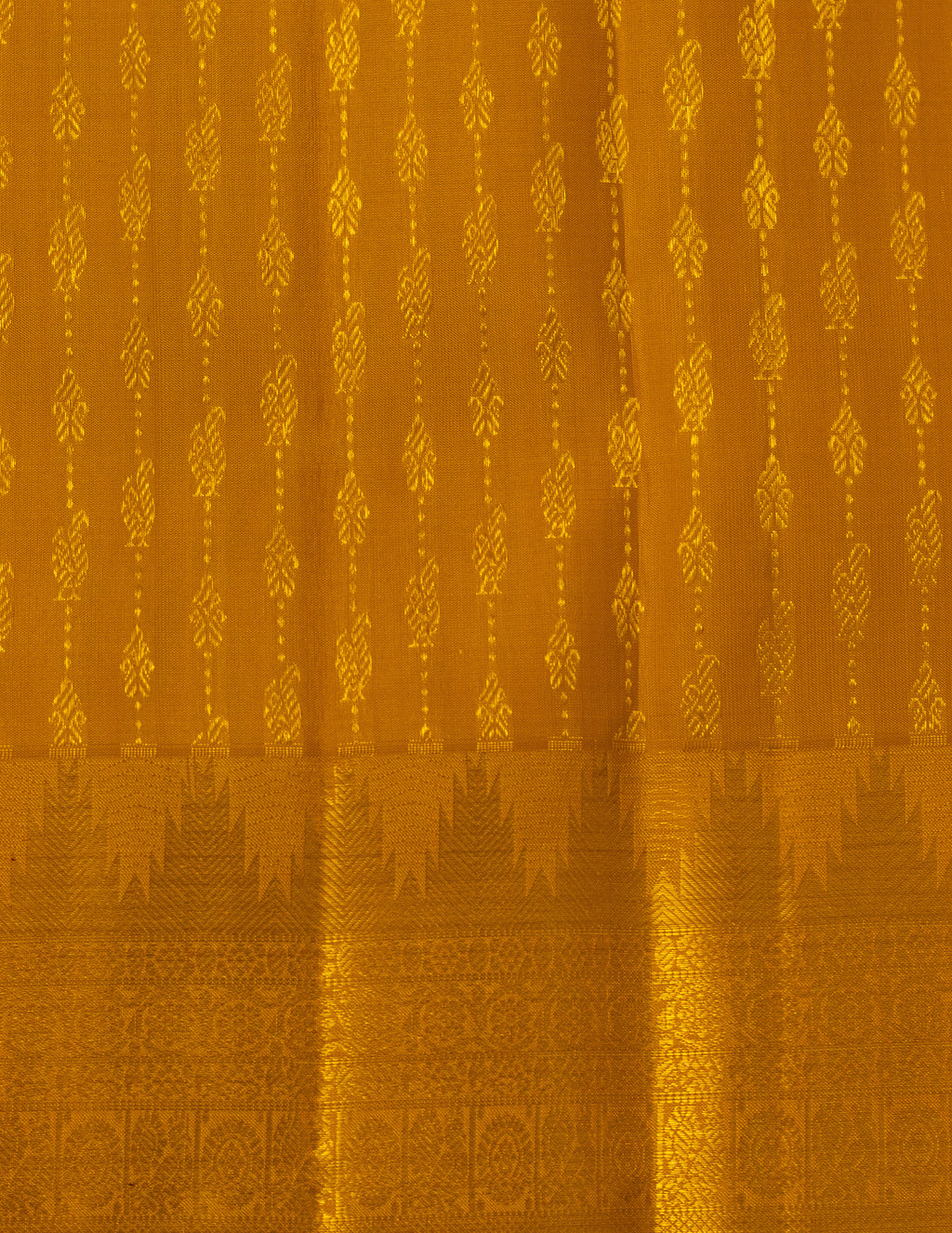 Yellow Kanjeevaram Vintage Saree with Temple Border