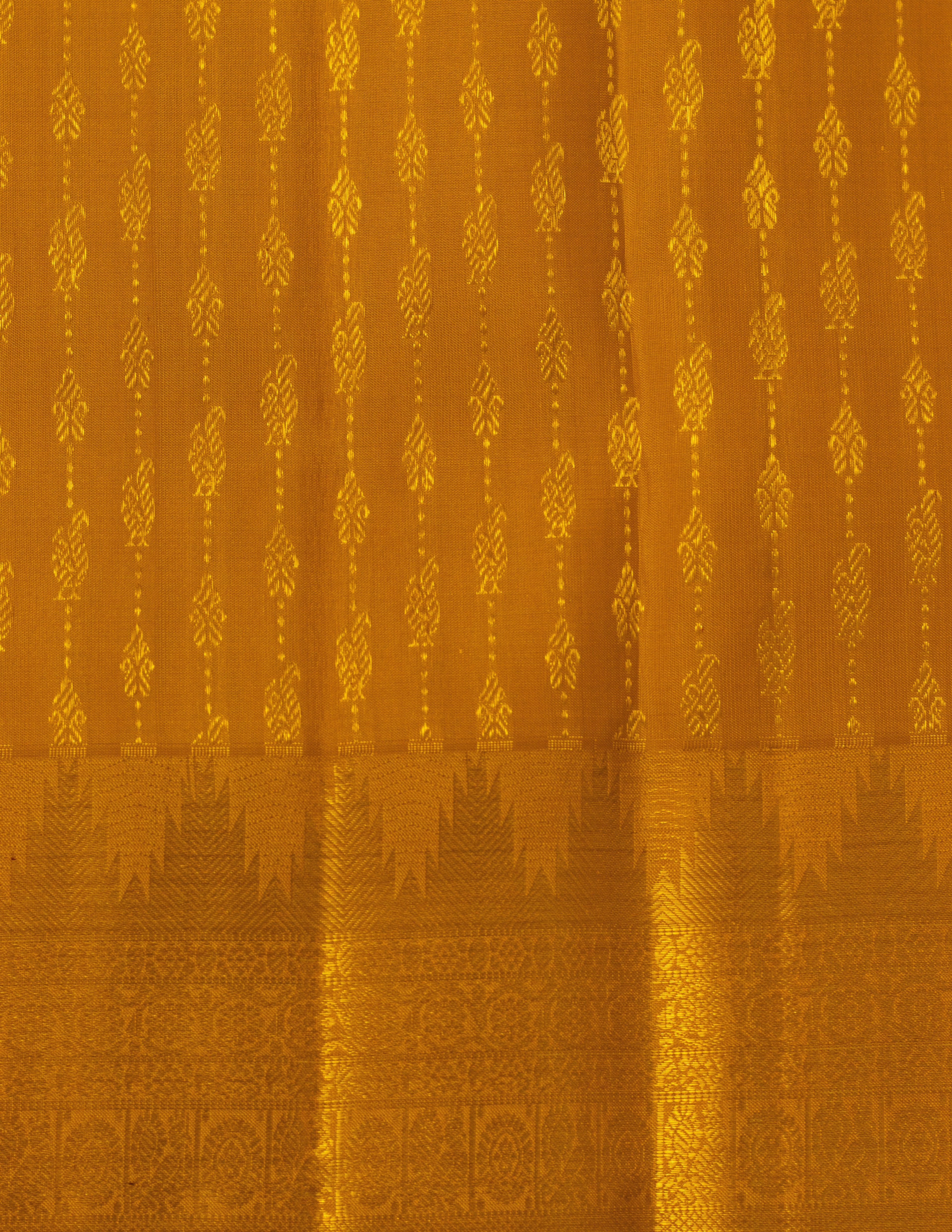 Yellow Kanjeevaram Vintage Saree with Temple Border