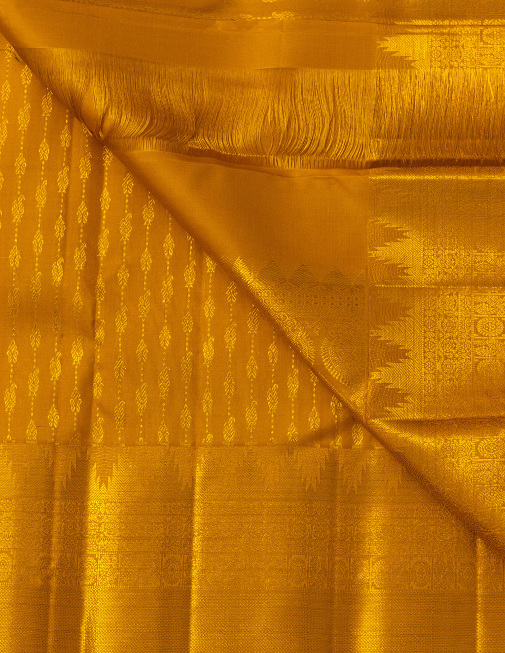 Yellow Kanjeevaram Vintage Saree with Temple Border