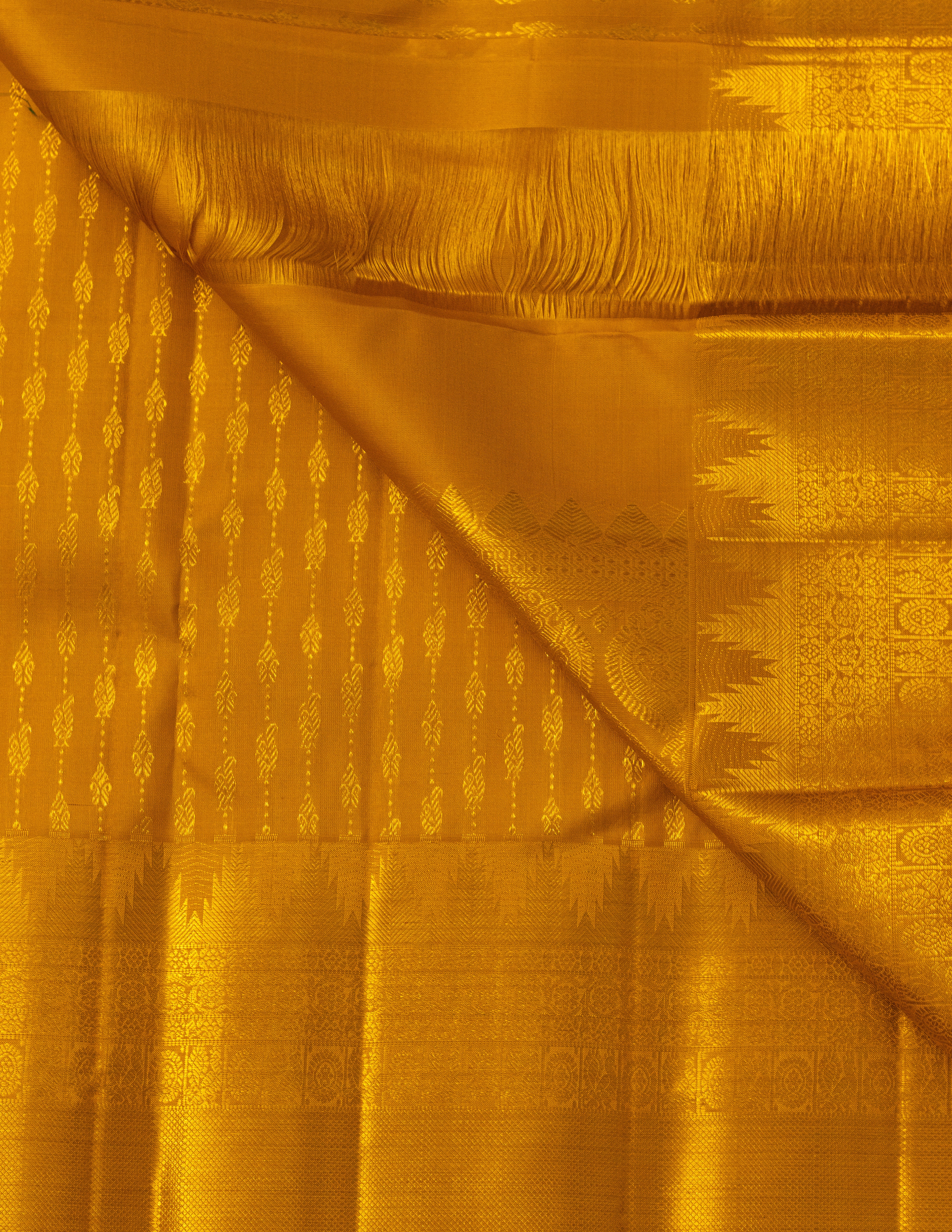 Yellow Kanjeevaram Vintage Saree with Temple Border