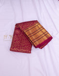 Cherry Red Kanjeevaram silk Saree with Vanam Singaram and (Varisapet / Meena) Border