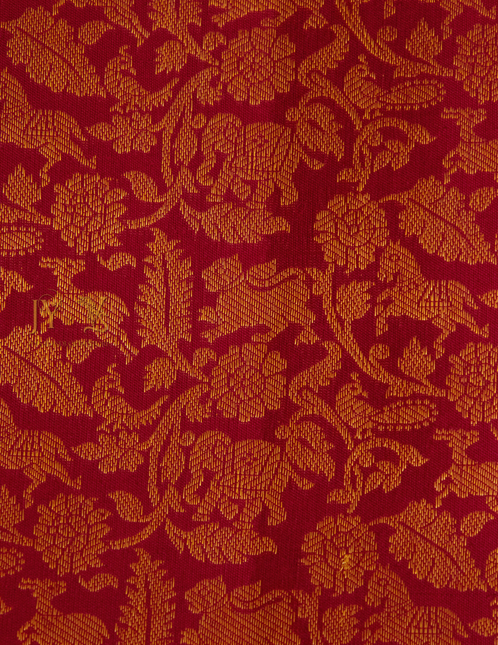 Cherry Red Kanjeevaram silk Saree with Vanam Singaram and (Varisapet / Meena) Border