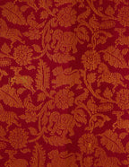 Cherry Red Kanjeevaram silk Saree with Vanam Singaram and (Varisapet / Meena) Border