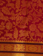 Cherry Red Kanjeevaram silk Saree with Vanam Singaram and (Varisapet / Meena) Border
