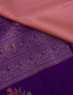 Kathiripoo Purple Rich Brocade with Peach Contrast Pallu & Blouse Kanjeevaram Sareee