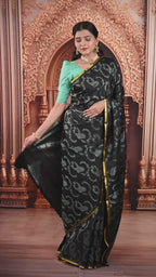 No Zari Black Kanjeevaram silk saree